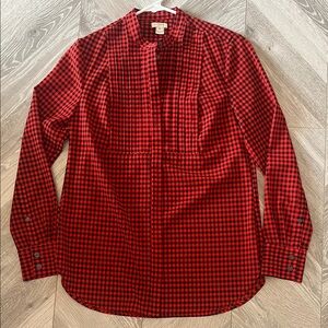 J. Crew Red and Black Checkered women’s button down blouse